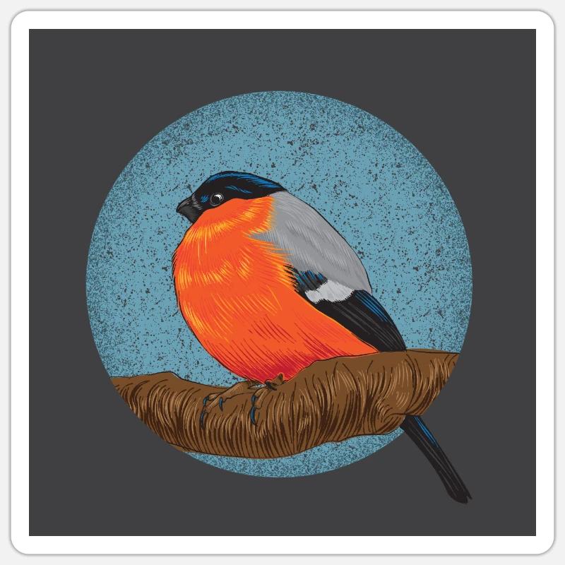 Dompfaffenplakat - Sticker Größe S (10 x 10 cm) - Mattweiß