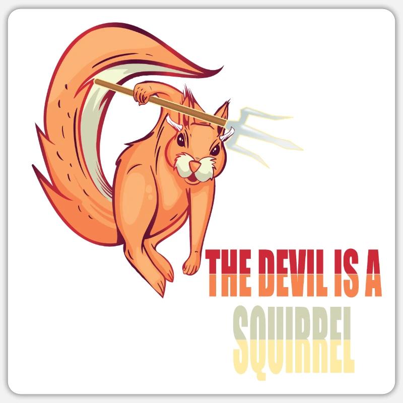 The devil is a squirrel, Devil Squirrel - Sticker size S (10 x 10 cm) - white matte