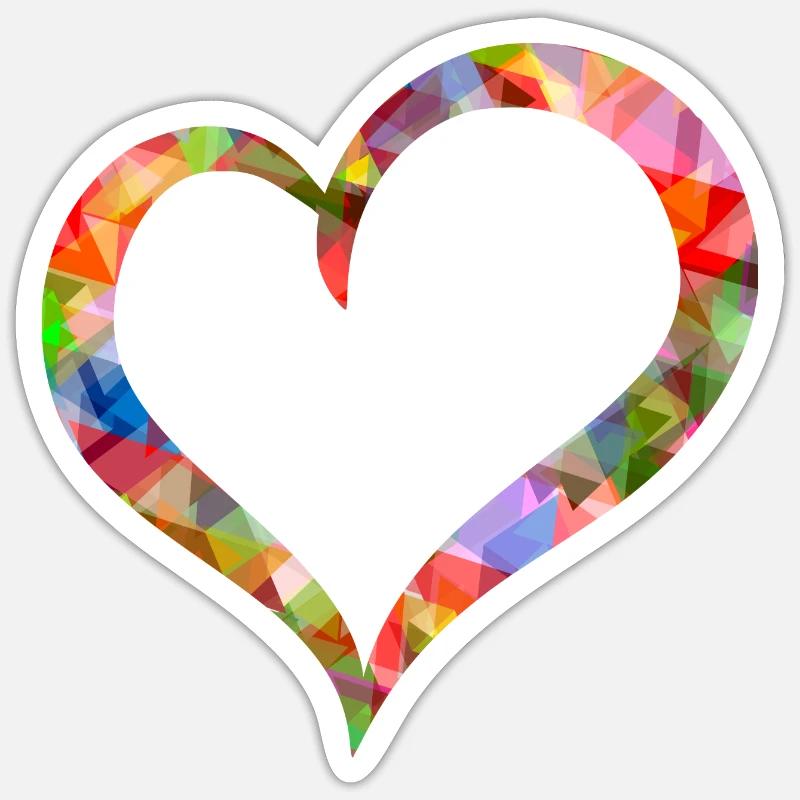 Herz bunte Polygone - Sticker Größe S (10 x 10 cm) - Mattweiß