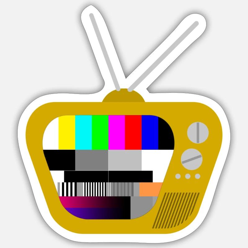 Old TV with test pattern (brown) Sticker size S (10 x 10 cm)