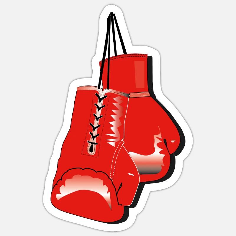 gants de boxe - Sticker taille S (10 x 10 cm) - blanc mat