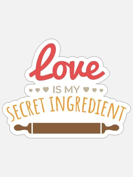 Kochen Love is my secret ingredient Geschenkidee - Sticker Größe S (10 x 10 cm) - Mattweiß