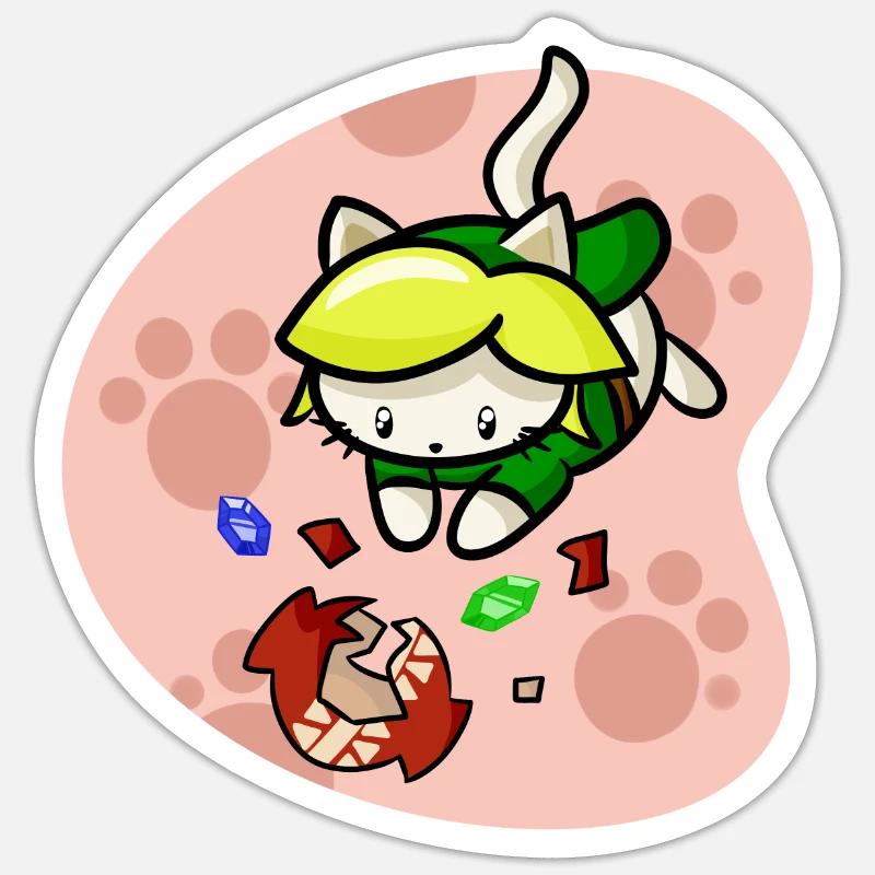 Cat Hero Video Game Ruby With Background Link Sticker size S (10 x 10 cm)