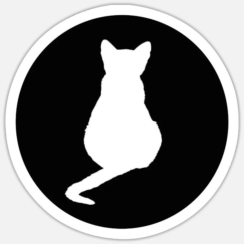 Chat Chat Noir Silhouettes de chat - Sticker taille S (10 x 10 cm) - blanc mat