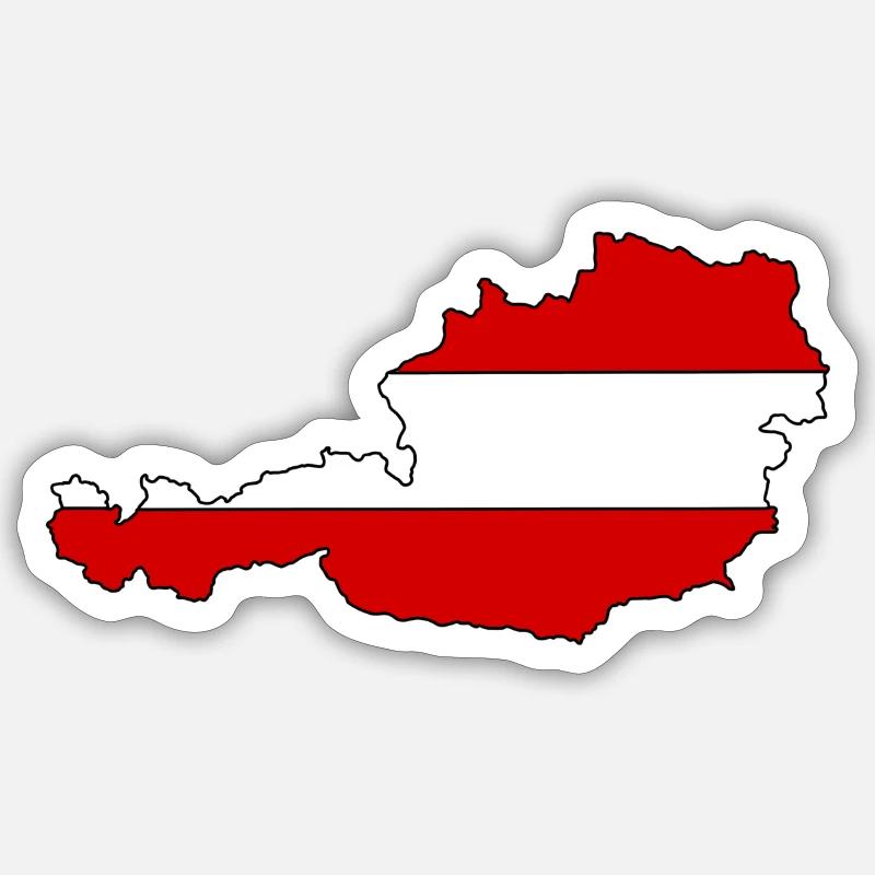 Austria Map with Flag - Sticker size S (10 x 10 cm) - white matte