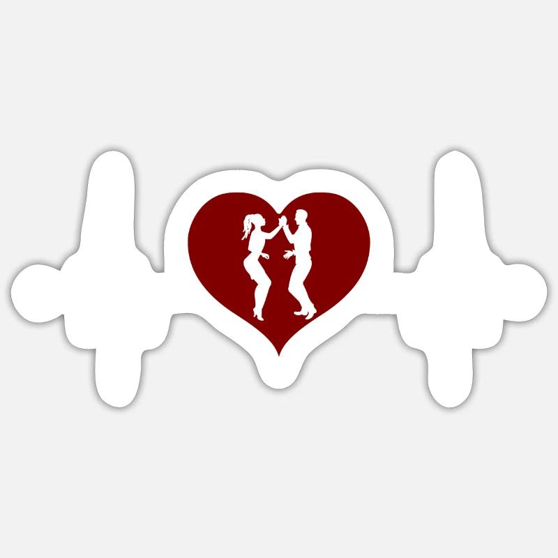 Salsa dance dancing heartbeat for dancing couples dancers - Sticker taille S (10 x 10 cm) - blanc mat