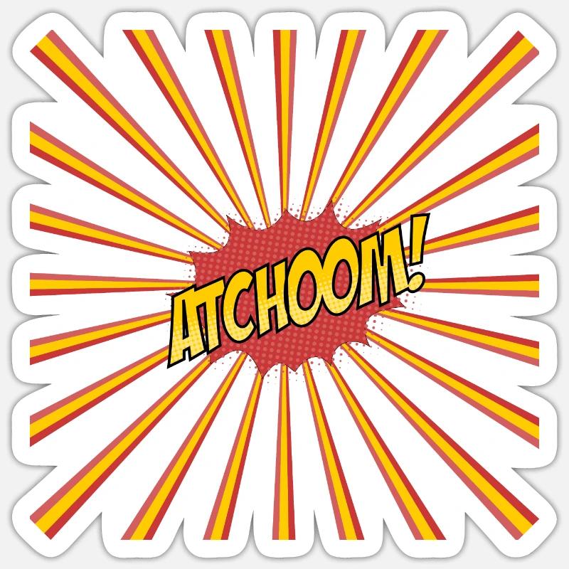 atchoum masque - Sticker taille S (10 x 10 cm) - blanc mat
