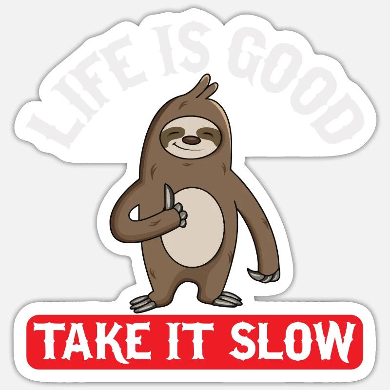 Take It Slow - Sloth - Sticker size S (10 x 10 cm) - white matte