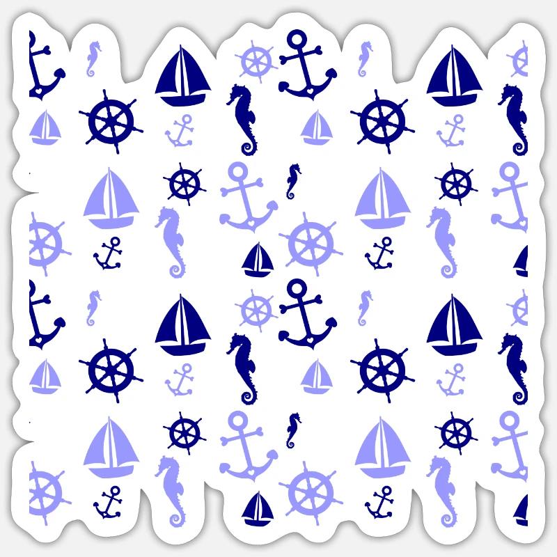 Maritime pattern blue Sticker size S (10 x 10 cm)