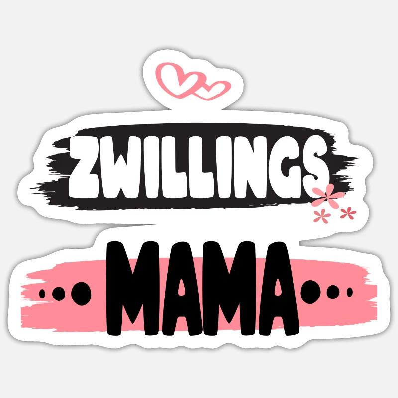 Zwillinge Mutter Mama Zwillingsmama Eltern Mom - Sticker Größe S (10 x 10 cm) - Mattweiß
