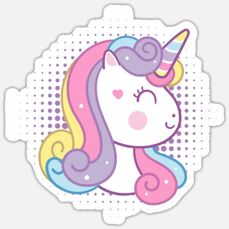 Süßes Einhorn - Sticker Größe S (10 x 10 cm) - Mattweiß