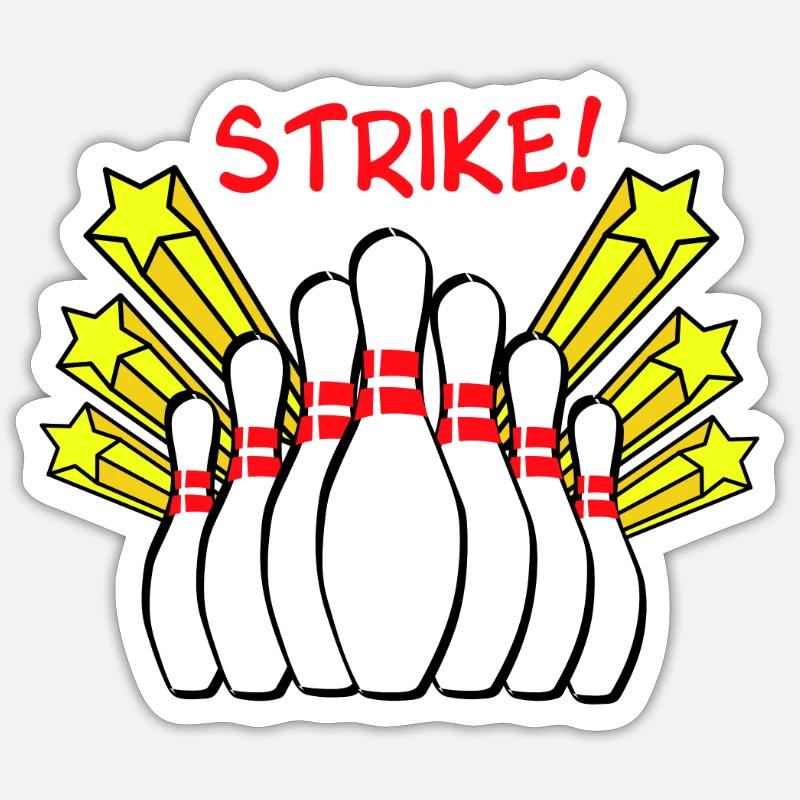 Strike - bowling - Sticker taille S (10 x 10 cm) - blanc mat