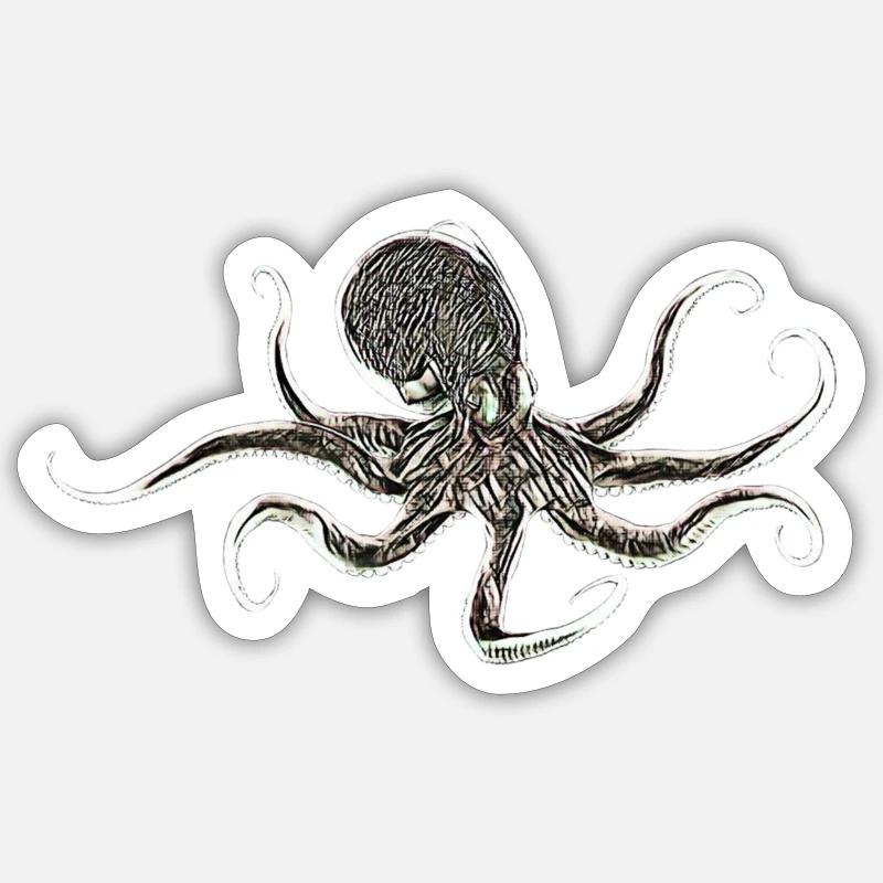 Octopus - Sticker size S (10 x 10 cm) - white matte