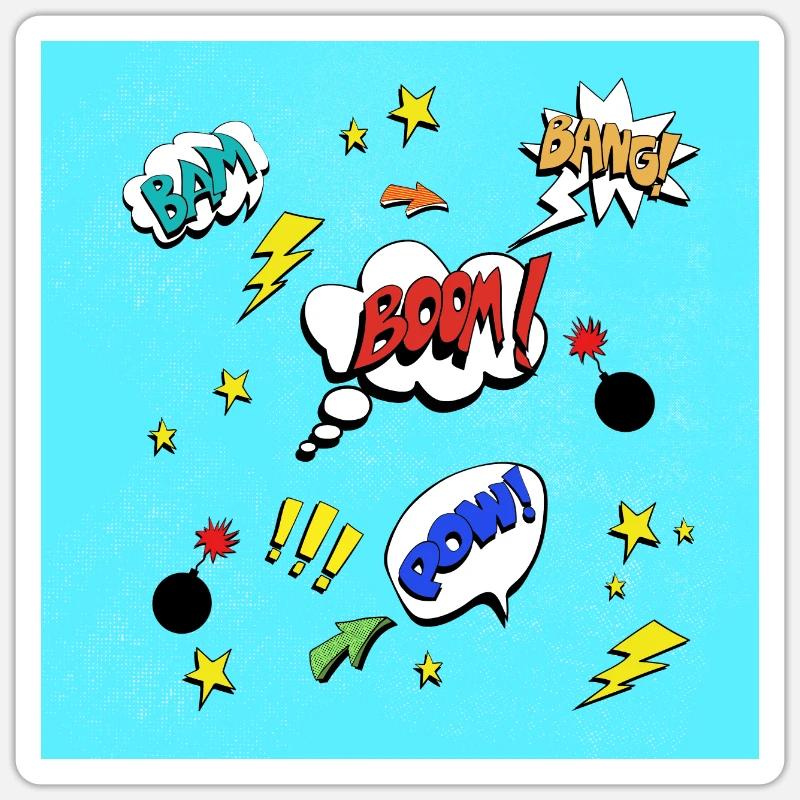 COMIC Blau - Sticker Größe S (10 x 10 cm) - Mattweiß