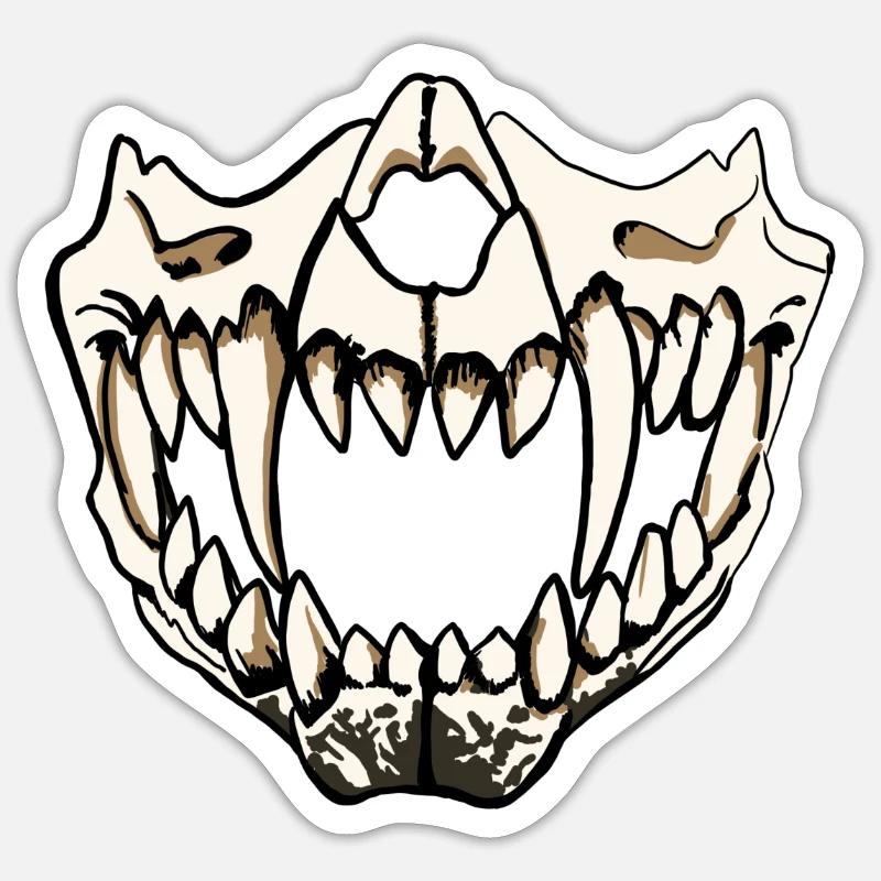 Face mask predator skeleton teeth monster - Sticker size S (10 x 10 cm) - white matte