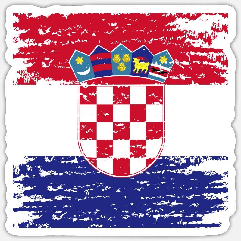 Drapeau Croate Authentique Écusson - Sticker taille S (10 x 10 cm) - blanc mat