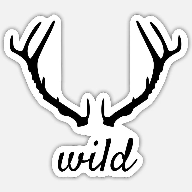 Corna di cervo nero selvaggio - Sticker formato S (10 x 10 cm) - bianco opaco