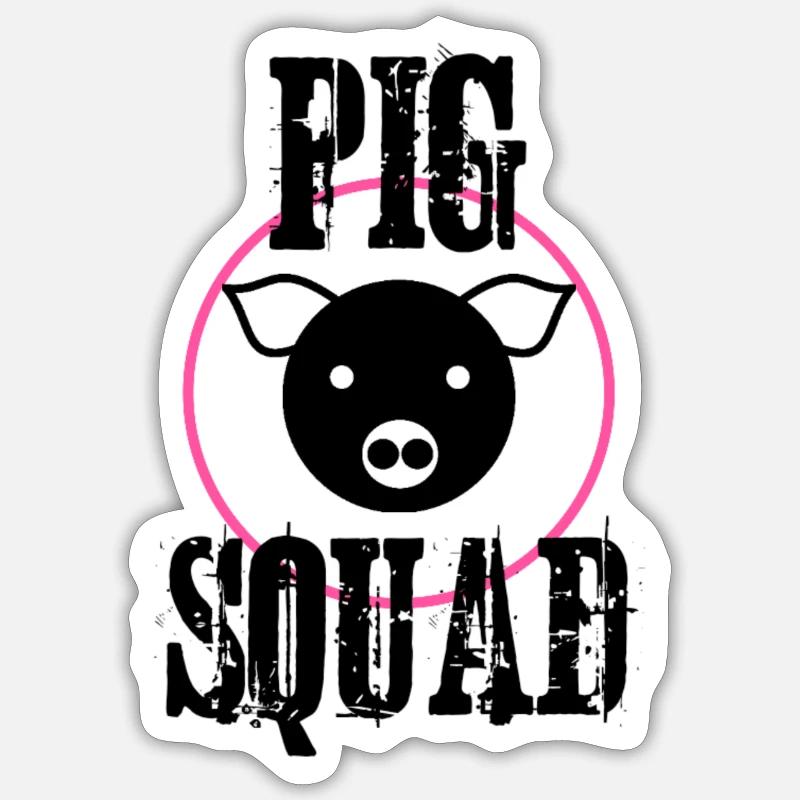 Escouade de cochons - Sticker taille S (10 x 10 cm) - blanc mat