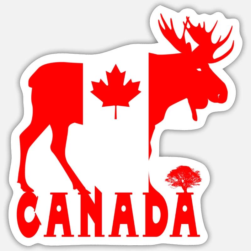 Canada Elch - Sticker taille S (10 x 10 cm) - blanc mat