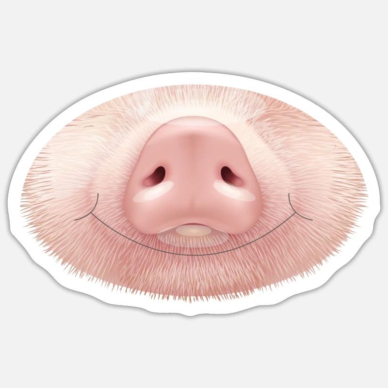 Drôle cochon nez bouche mignon cochon - Sticker taille S (10 x 10 cm) - blanc mat