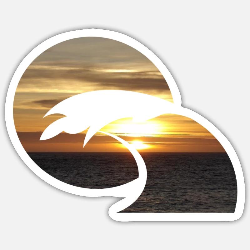 Coucher de soleil surf - Sticker taille S (10 x 10 cm) - blanc mat