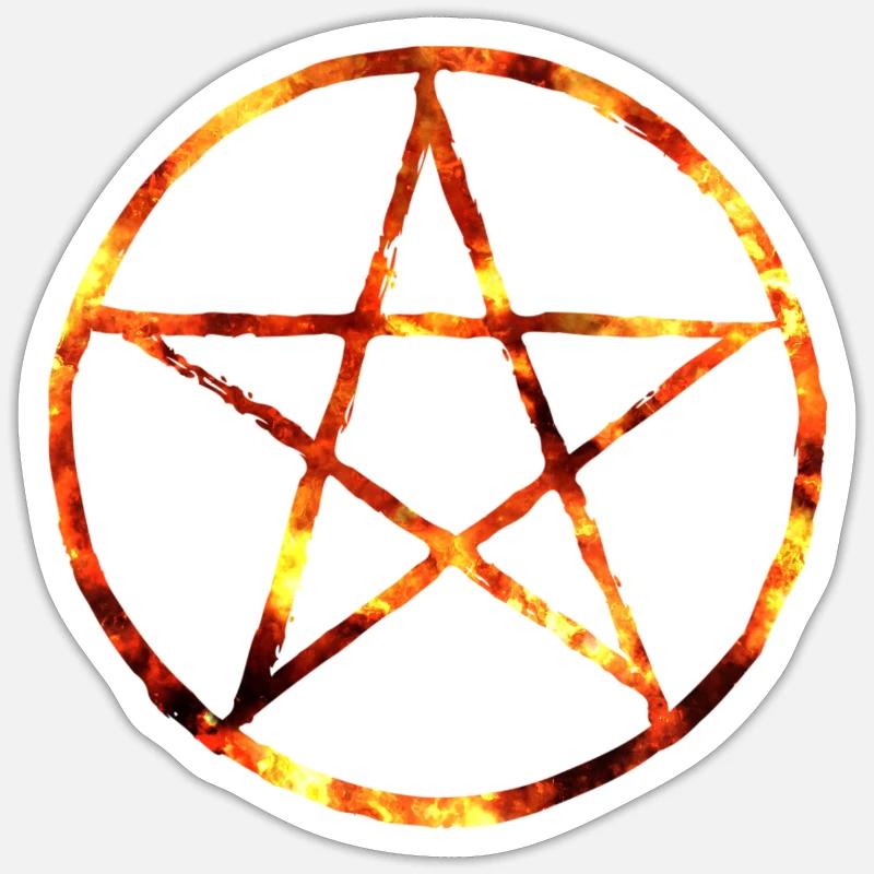 Feu de pentagramme - Sticker taille S (10 x 10 cm) - blanc mat