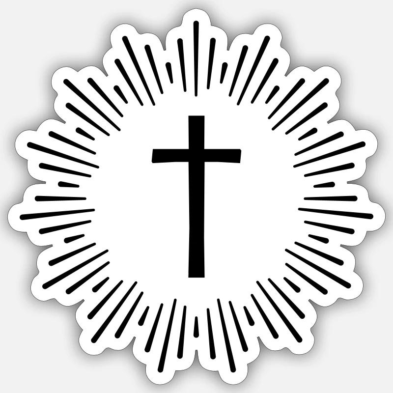 Jésus Croix Église enfant de chœur - Sticker taille S (10 x 10 cm) - blanc mat