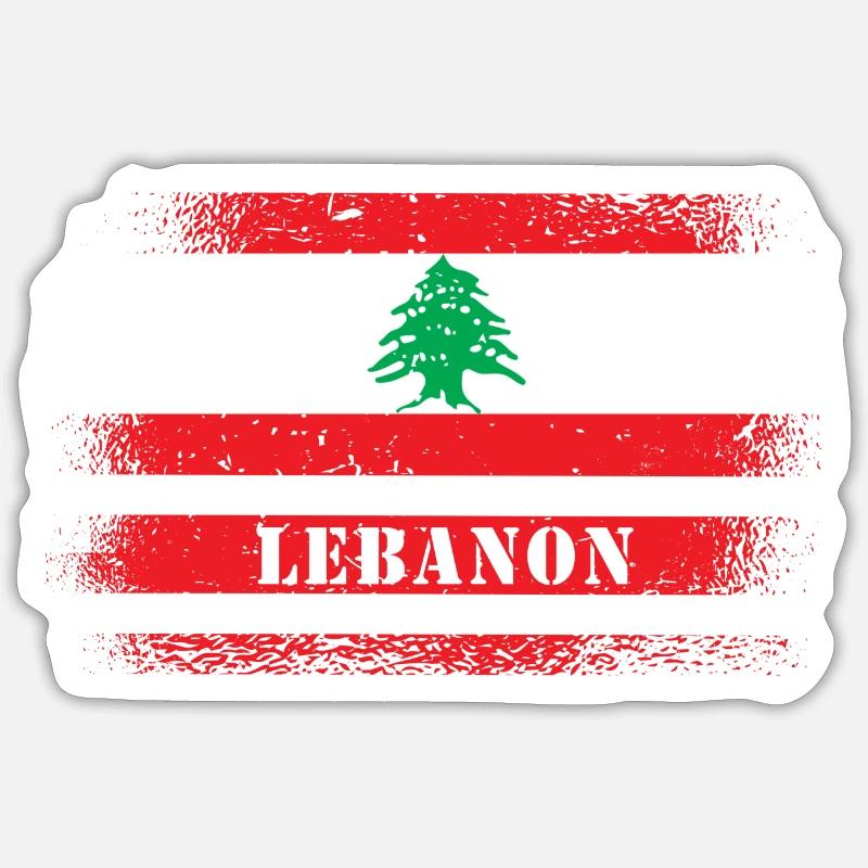 Liban drapeau vintage - Sticker taille S (10 x 10 cm) - blanc mat