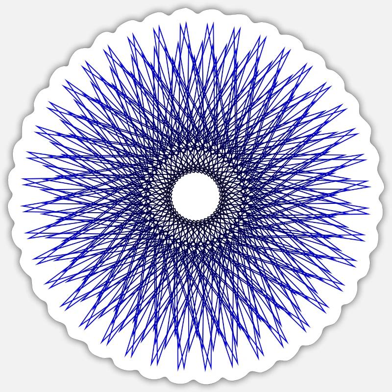 Blue radial star pattern - Sticker size S (10 x 10 cm) - white matte