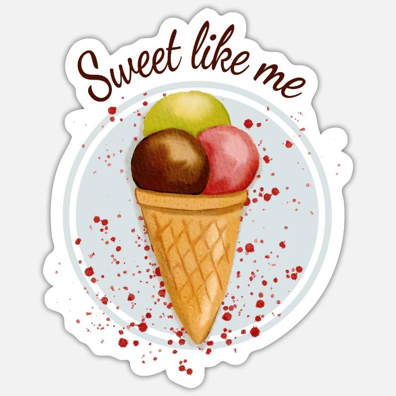 Cornet de crème glacée / aquarelle de crème glacée Sticker taille S (10 x 10 cm)
