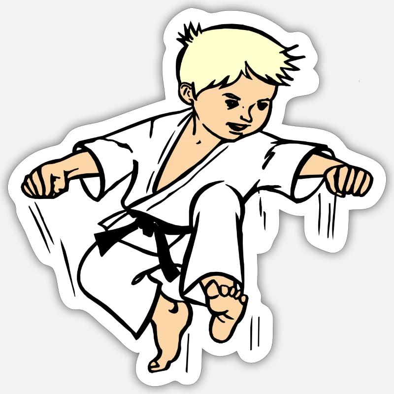 Karatekind oder Judokind mit schwarzem Gürtel Sticker Größe S (10 x 10 cm)
