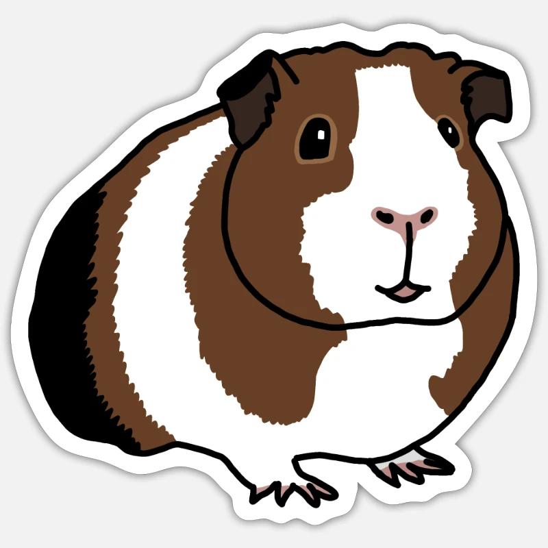 Cochon d'Inde, bande dessinée - Sticker taille S (10 x 10 cm) - blanc mat