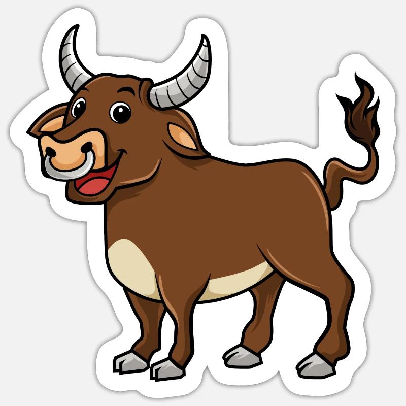 taureau - Sticker taille S (10 x 10 cm) - blanc mat