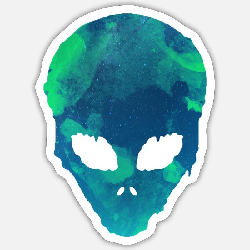 Alien visage UFO Espace espace extra-terrestre - Sticker taille S (10 x 10 cm) - blanc mat