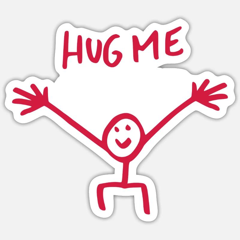 Umarme mich Umarmung Strichmännchen Geschenk - Sticker Größe S (10 x 10 cm) - Mattweiß