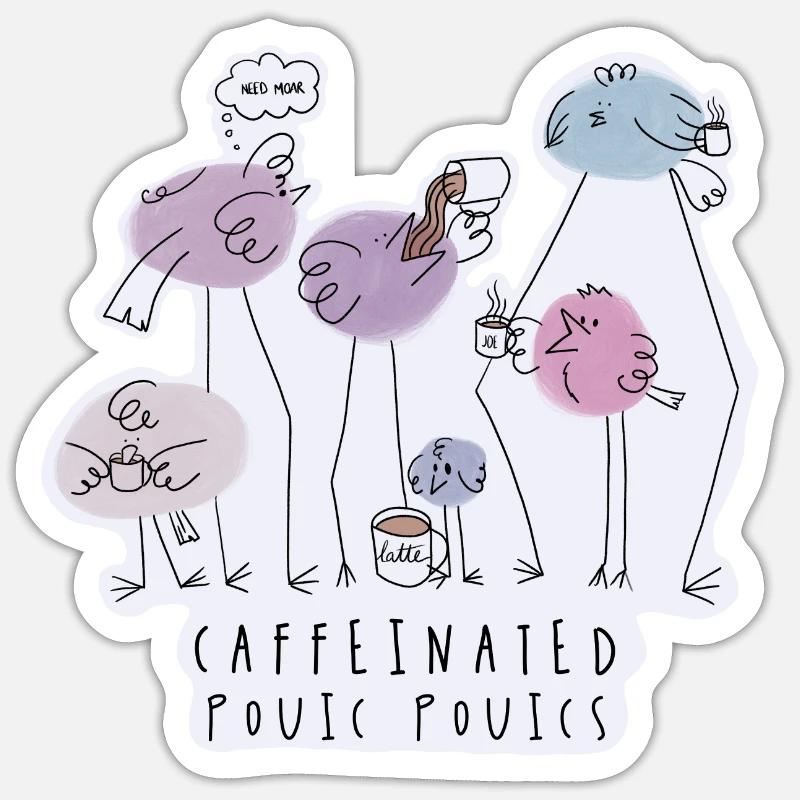Caffeinated Pouic Pouics / Cute Coffee Dates - Sticker size S (10 x 10 cm) - white matte
