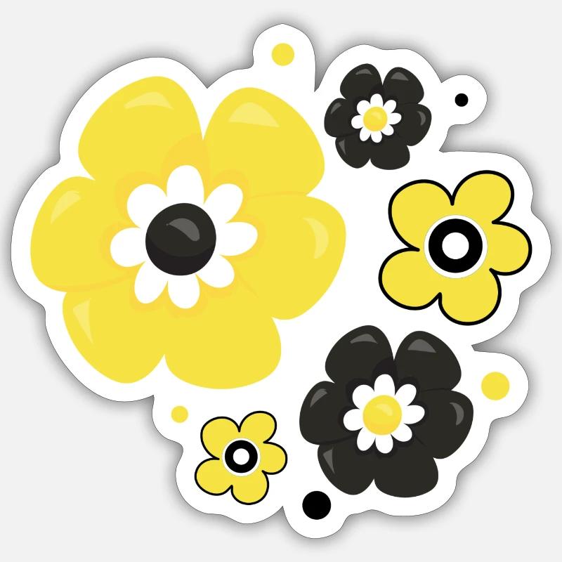 Fleurs - Sticker taille S (10 x 10 cm) - blanc mat