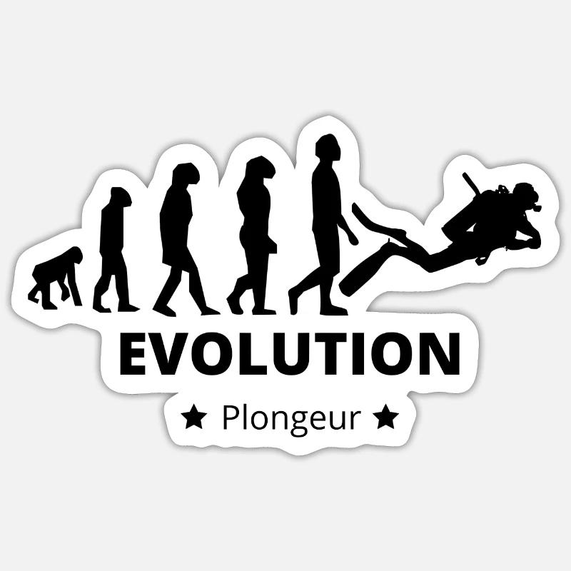 Evolution - Taucher - Sticker Größe S (10 x 10 cm) - Mattweiß