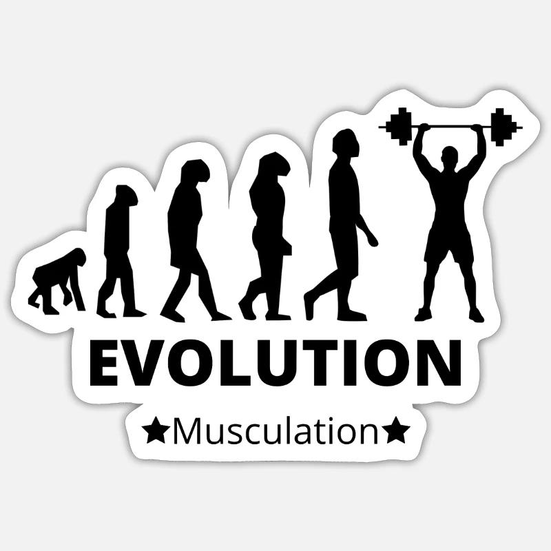 Evolution - Bodybuilding - Sticker Größe S (10 x 10 cm) - Mattweiß