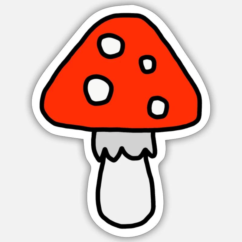 Lucky agaric ou mouche - Sticker taille S (10 x 10 cm) - blanc mat