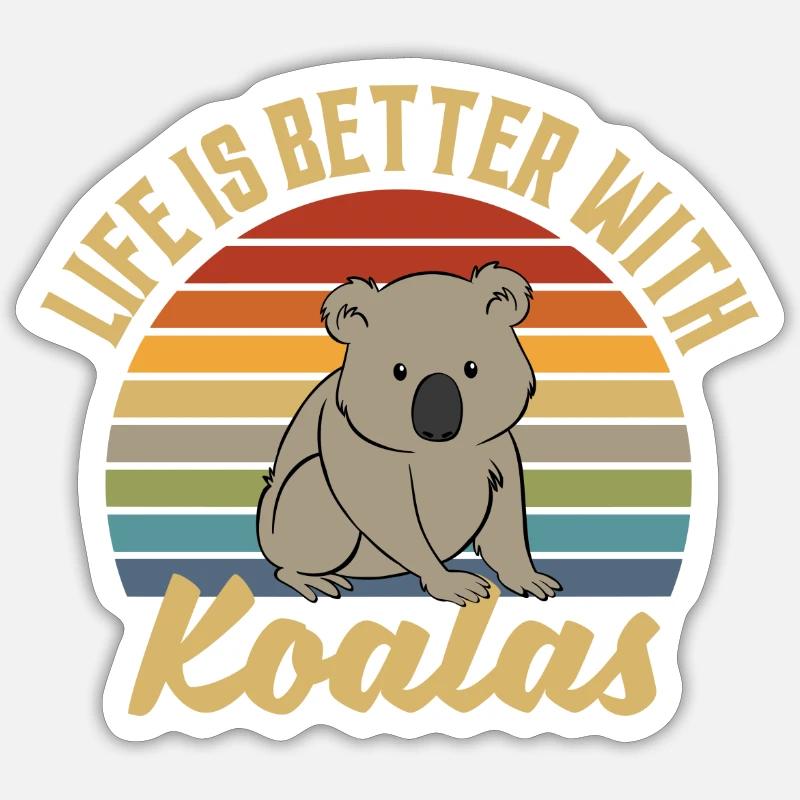 Koala Retro Das Leben Ist Besser Mit Koalas - Sticker Größe S (10 x 10 cm) - Mattweiß