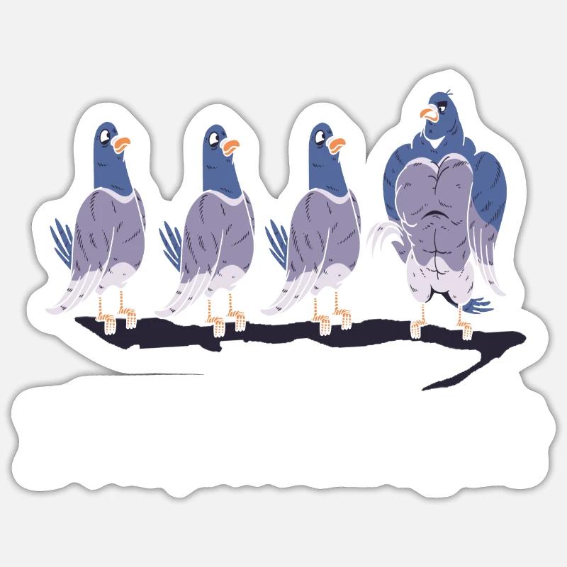 Tauben,Be Different,Gym,Body Building,Workout FUN - Sticker Größe S (10 x 10 cm) - Mattweiß