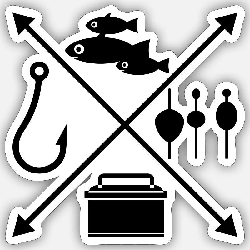 pêche - Sticker taille S (10 x 10 cm) - blanc mat
