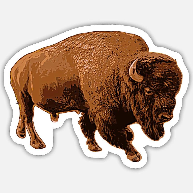 Bison - Sticker Größe S (10 x 10 cm) - Mattweiß