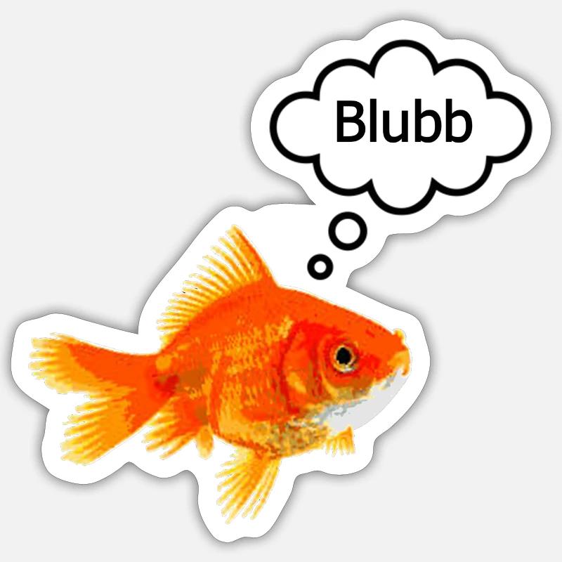Goldfish with speech bubble - Sticker size S (10 x 10 cm) - white matte