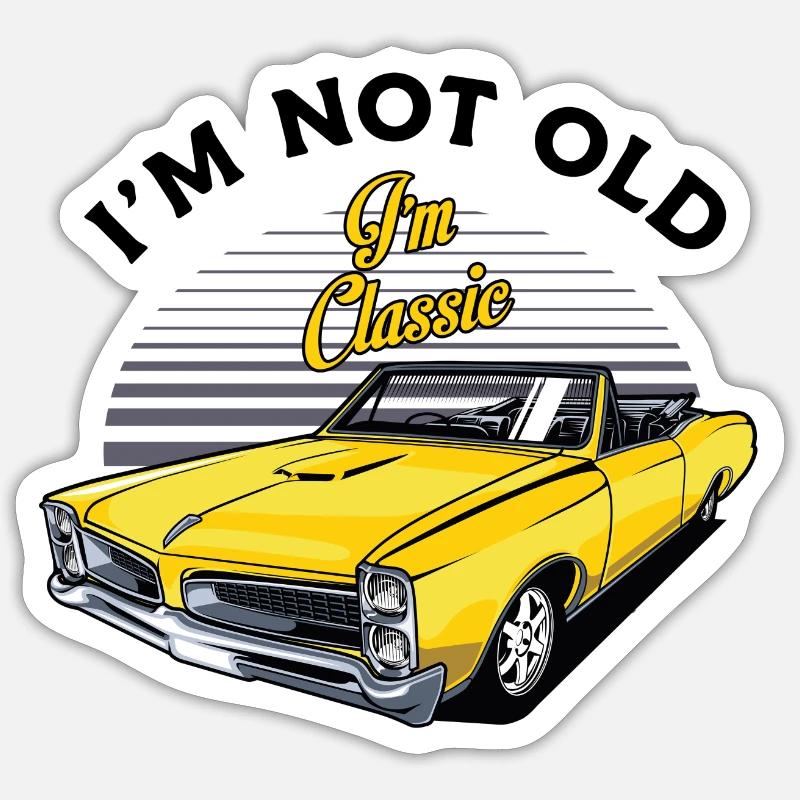 Old School Vintage Classic Oldtimer Auto - Sticker Größe S (10 x 10 cm) - Mattweiß