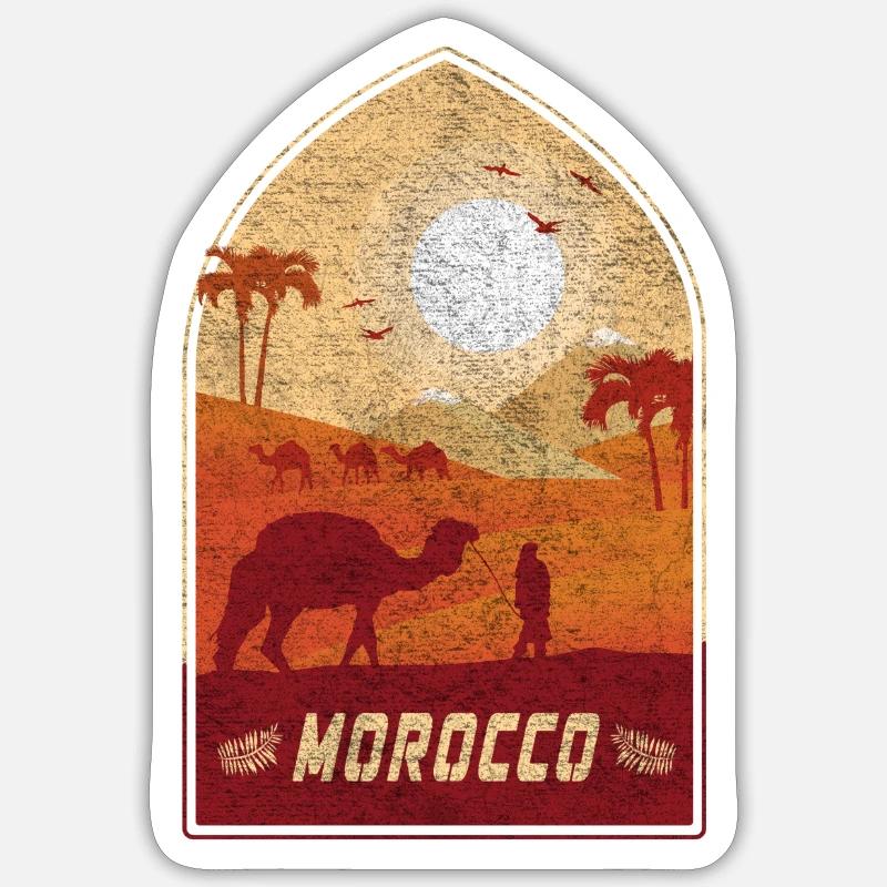 Marokko Vintage Kamel Design / Geschenkidee Sticker Größe S (10 x 10 cm)