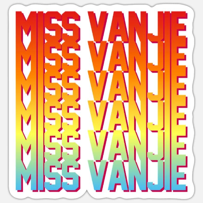 Fräulein Vanjie! Meme Regenbogenfarbe Text Sticker Größe S (10 x 10 cm)