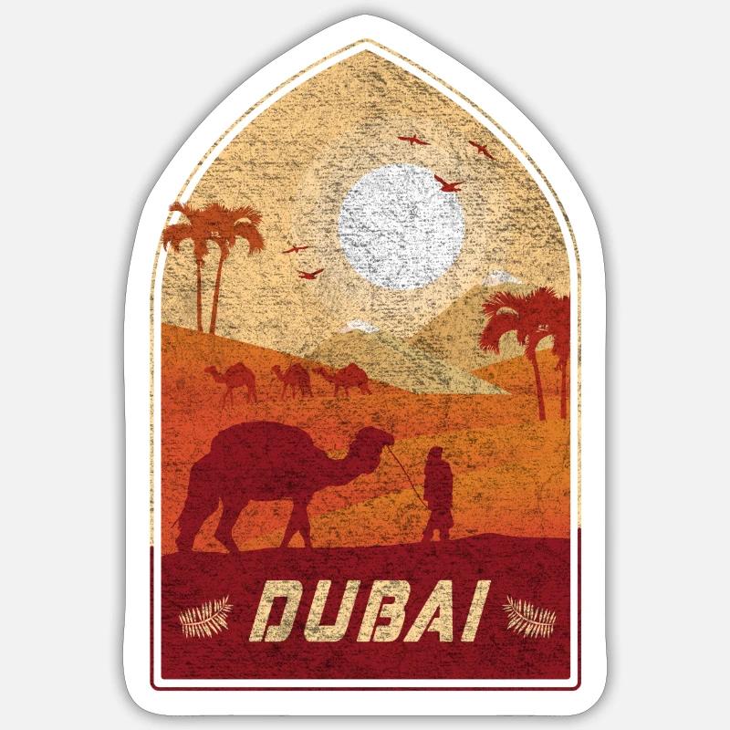 Dubai Vintage Kamel Design / Geschenkidee Sticker Größe S (10 x 10 cm)
