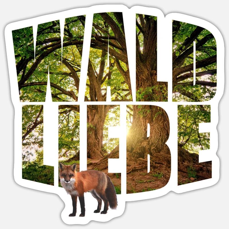 forest love with fox - Sticker size S (10 x 10 cm) - white matte